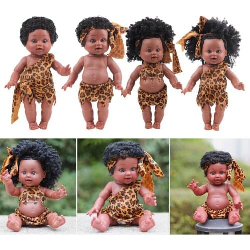 New 30cm Real Life Black Reborn Doll Silicone Vinyl l African Infant Dolls Toy BabySoft Newborn Doll