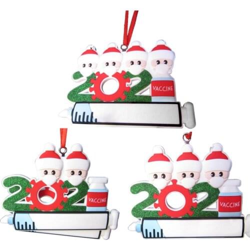 2021 Family DIY Name Doll Mask Santa Claus Christmas Hanging Pendant Ornaments 1PC