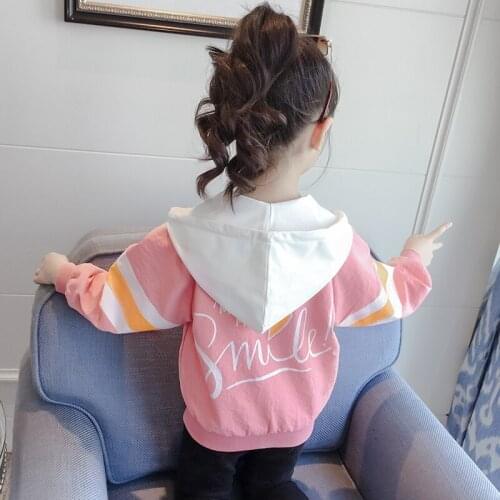 Hot Girls Spring Outerwear 2020 New Childrens Multicolored Spliced Hooded Jacket Kids Fashionable Overcoat Fall Coat Top X386