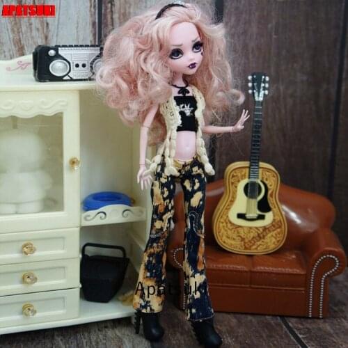 Fashion Doll Clothes For Monster High Dolls Accessories Crop Top Vest Coat Floral Pants for Bratz Doll Outfits 1/6 DIY Kid Toys