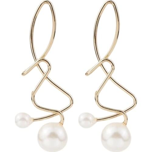 MANILAI Fashion Alloy Stud Enamel Charm Imitate Pearl Earrings For Women Wholesale Metal Geometric Jewelry