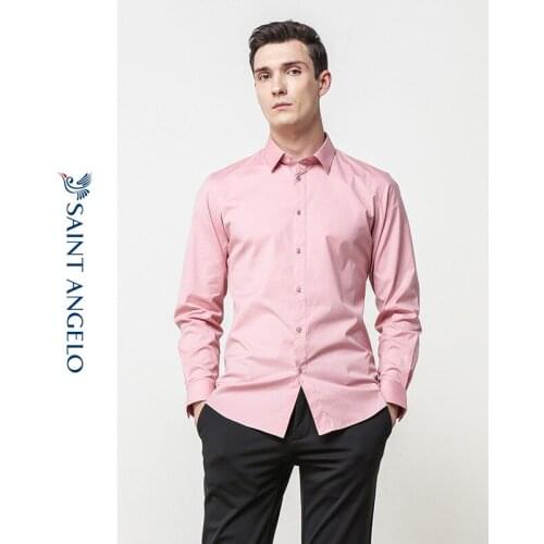 Happy bird fall 2019 new mens business leisure long sleeve shirt slim lotus pink cotton suit shirt