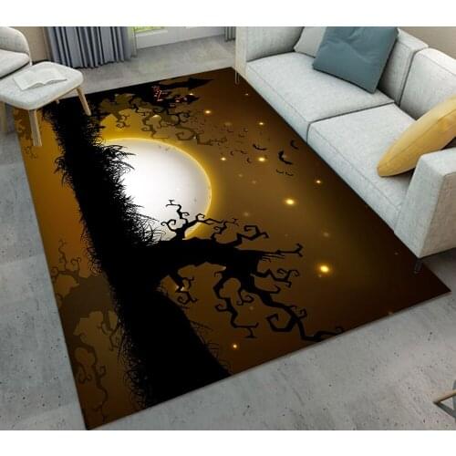 Bright Moon Tree Indoor Halloween Childrens Room Floor Cushion Living Room Carpets Home Hallway Area Mat Bathroom Non-Slip Rug