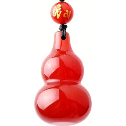Natural Red Chalcedony Gourd Jade Pendant Necklace Chinese Carved Charm Agate Jewellery Accessories Fashion Amulet for Men Women