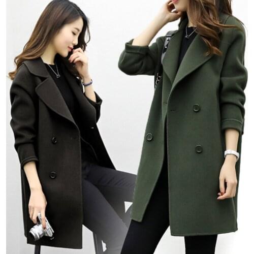 NEW Double faced woolen coat womens new high-end cashmere mid long Cape woolen coat in autumn and winter coat women wool coat