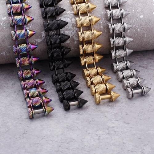 New domineering titanium steel bullet mens bracelets alternative bicycle chain jewelry