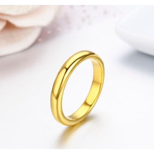 Thick Yellow Gold Color D Shape Band Engagement Finger Wedding Ring For Women Men Jewelry Gift bague anillos anel feminino Bague