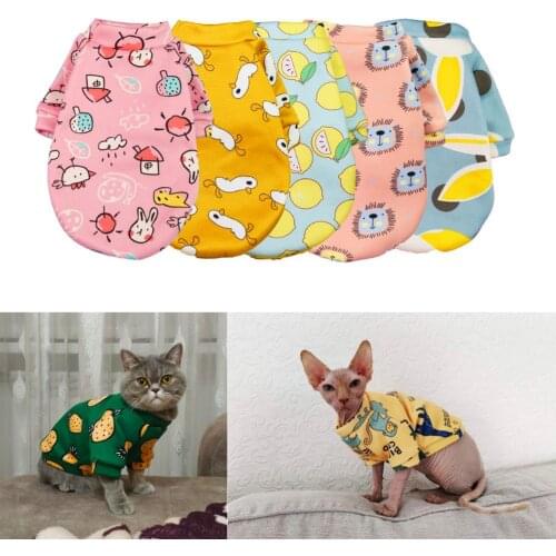 Pet Dog Cat Clothes Cartoon Printed Puppy Dog Cat Hoodies Warm Sweater for Cats Kitten Small Dog Coat Sweatshirt Clothing Outfit