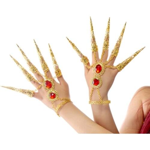 P51 1 Pairs Jewelry Indian Belly Dance Short Nail Hand Bracelet Nail Cover Accessories Belly Dance Nails Bracelet Adult Kids