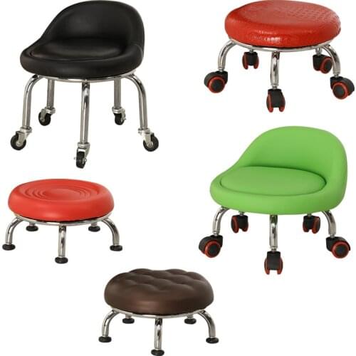 Movable Wheeled Home Living Room Chair/Hallway Foot Shifter Shoe Bench/Childrens Toddler Strollers furniture Pulley low Stool