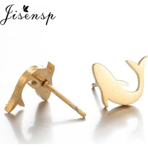 Jisensp Bohemian Animal Stainless Steel Earrings Ocean Shark Stud Earrings Punk Jewelry for Women Love Gift Bijoux Femme