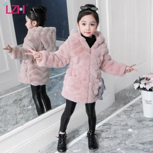 LZH 2020 Autumn Winter Fur Coat For Girls Jacket Fashion Children Warm Thicken Outerwear Coats Kids Teenagers Clothes 4-12 Year