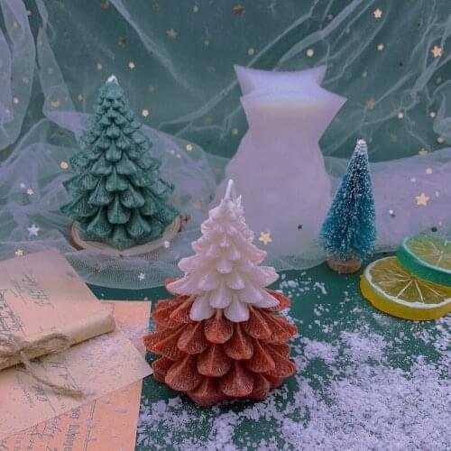 Candle Mold Silicone Candle Making Supplies Home Decoration Christmas Tree Candle Mold Handmade DIY 3D Christmas Tree Molds