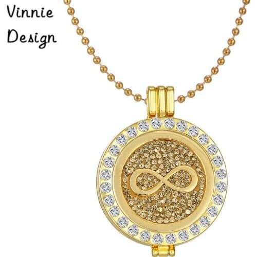 Vinnie Design Interchangeable 35mm coin holder necklace fit crystal Infinito Coin disc for frame pendant necklace women gift