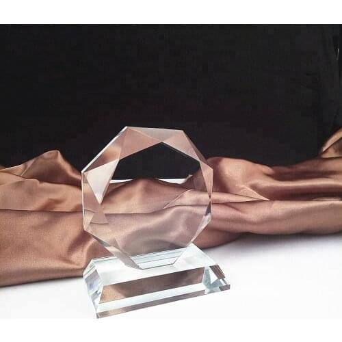 Different Sizes Available Octagon Shape Jade Glass Trophy Blank Glass Trophy For Engraving
