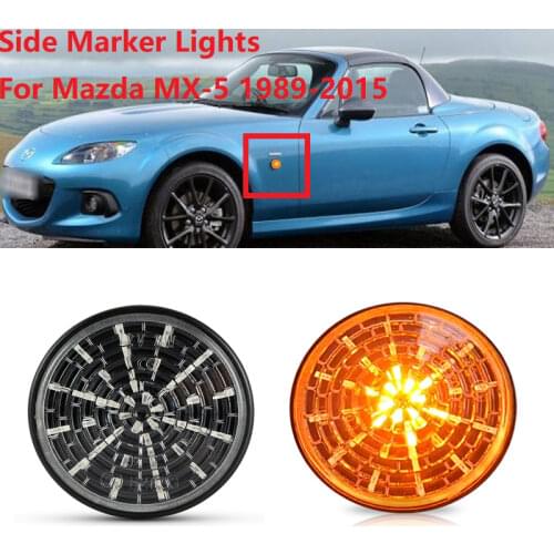 2Pcs Dynamic Amber Blinker Indicator Side Marker Turn Signal Light For Mazda MX-5 Mk1 Mk2 Mk3 1989-2015 Sequential Lamp Canbus