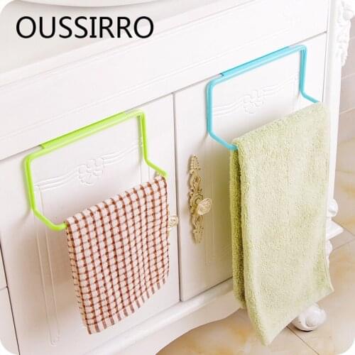 4 Colors Single Hand Towel Shelf Towel Hanging Holder Kitchen Bathroom Cabinet Closet Storage Towel Rack Bathroom Accessories