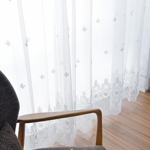 European White Embroidered Tulle Curtains For Bedroom To Decorate Windows Sheer Voile For Living Room Blinds Custom Size Drapes