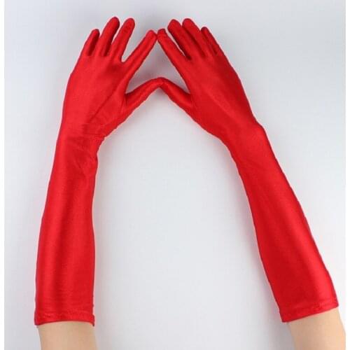 New Women Spandex Gloves Long Summer Driving Cycling Sun Protection Full Finger Mittens Ladies Elasticity Etiquette Black Gloves