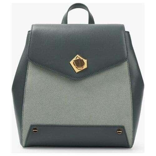 Genuine leather women backpack green large school bag outdoor casual bags