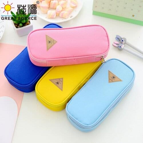 Hard Pencil Case Fresh Color Pen Bag Stationery Organizer Bag Oxford Fabric Case Big Space Pencil Case(1PC)