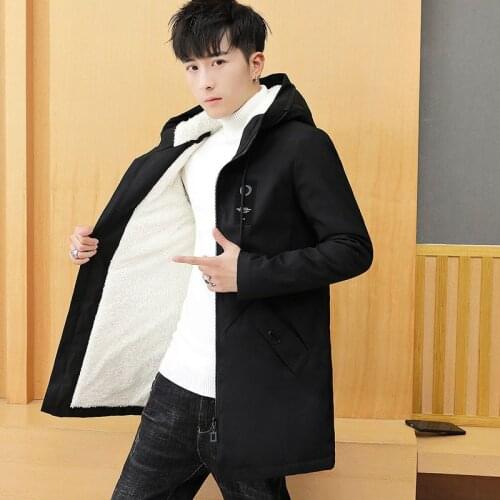 Winter coat mens jacket windbreaker hooded thickened jacket mens street dress hip hop military windbreaker long skirt