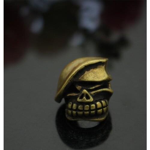 1PC Brass Pirate Sailor Skull Knife Beads Lanyard Pendant Paracord Bracelet Rope DIY Decorative Accessories Multipurpose Pendant