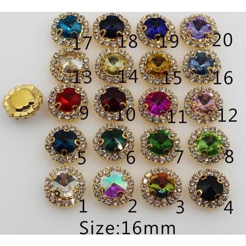New 10pcs 16mm Round 4-Holes Golden Metal Buttons Diamante Rhinestone Button DIY For Wedding Decoratio Sewing Clothing Buttons
