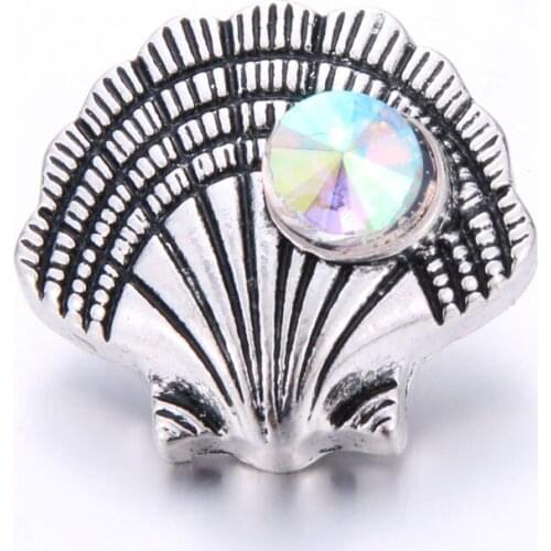 10pcs/lot Rhinestone Shell Styles Metal Charms 18mm 20mm Snap Button Jewelry For Snaps Bracelet DIY Snap Jewelry