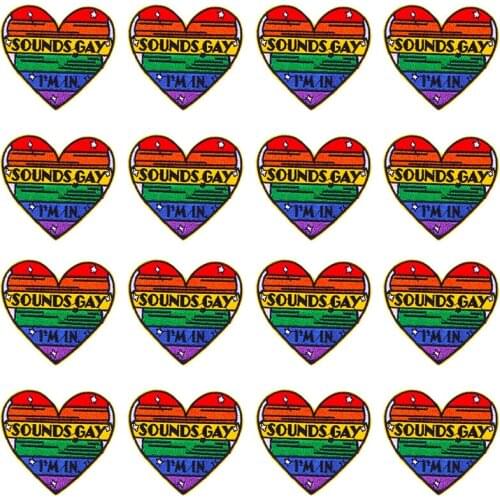 Prajna 10PCS Cartoon Letter Patches For Clothing Thermoadhesive Patches Gay Heart Patch Iron on Embroideried Patches on Clothes