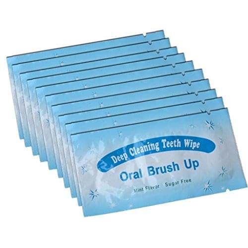 Textured Finger Teeth Wipes Brush Ups Dental Clean Pre/Post Whitening (Pack of 100)