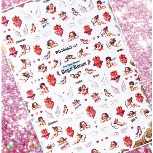 3D Angel Nail Art DIY Adhesive Stickers Nail Art Decals Sheet Decoration Lovely Angel Flower Pattern Nail Accessories HL44