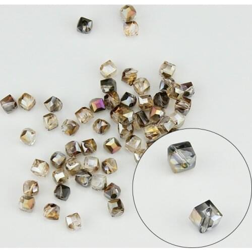 4mm square austrian beads straight geometric shape inclined hole crystal beads for jewelry making sewing