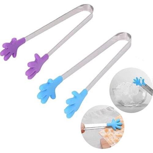5-inch Hand Shape Silicone Mini Small Tiny Kitchen Tongs for Food Sugar Ice Salad Buffet Kitchen Gadgets Cooking Tools