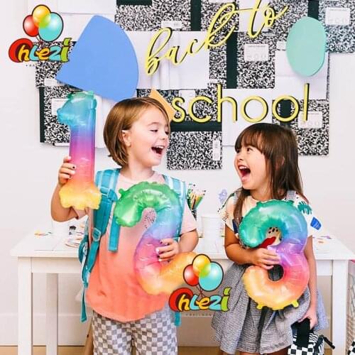 50pcs 16inch Jelly number balloons Rainbow transparent digital Foil balloon Wedding Birthday Party Decor Kids Gift Air Globos