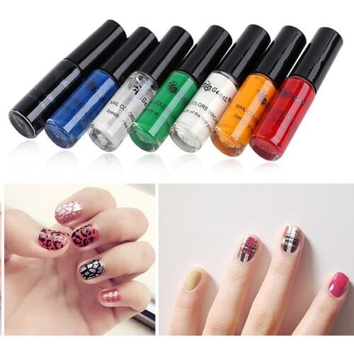 6pcs Nail Stamping Polish 6ml Colorful Printing Varnish Lacquer for Nail Art Stamping Plate Stencil Oil+1pcs bright oil