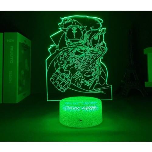 Acrylic Table Lamp Anime Figure The Alchemist Manga Edward Elric Anime Room Decor Kids Night Light 3D Lamp