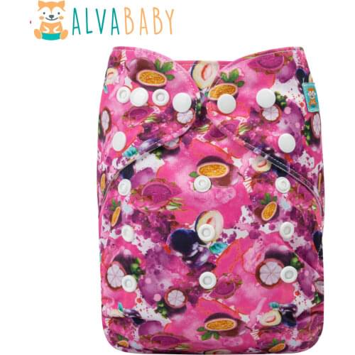 Alvababy 2021 Washable Cloth Diapers Baby Pocket Cloth Nappy with 1pc Microfiber Insert