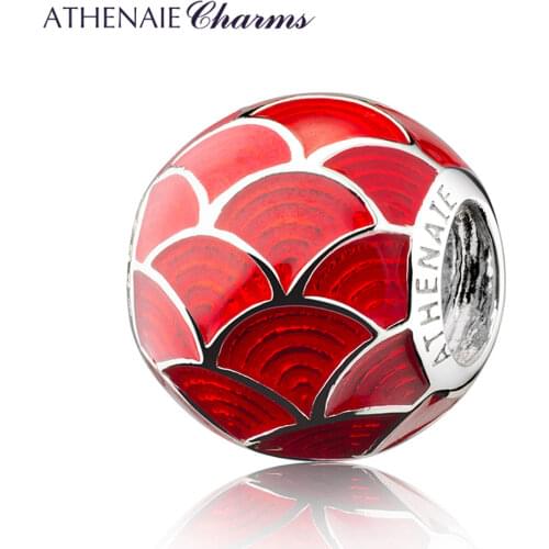 ATHENAIE 925 Sterling Silver Red Enamel Chinese Good Luck Carp Fish Charm for Bracelet
