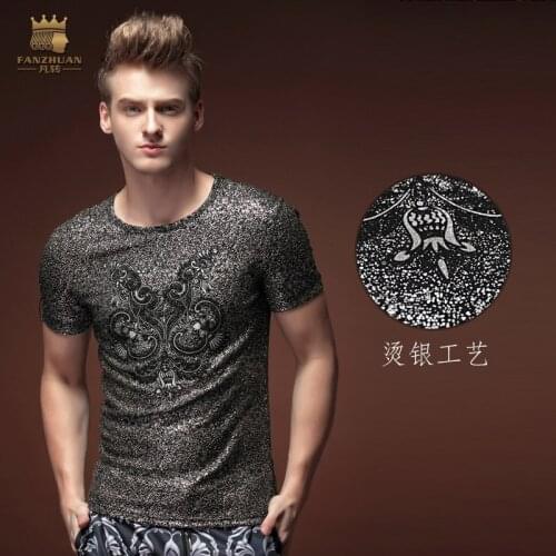 Free Shipping Summer mens male fashion casual short sleeved 2015 T-shirt personality Harajuku punk silver hot slim 15589On Sale