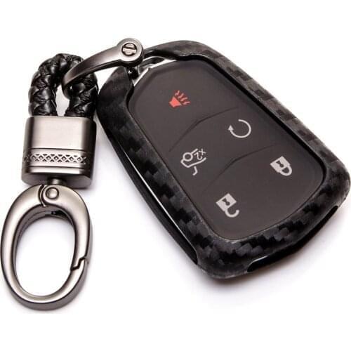 Carbon Fiber Car Key Case Cover For Cadillac ATS CT6 CTS DTS XT5 Escalade 2015 ESV SRX STS XTS ELR 2014 2015 2016 2017 2018 ESV