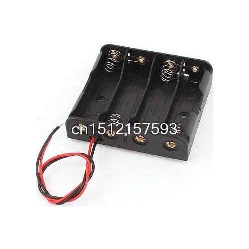 Black Plastic Wires Lead Holder Storage Case for 4 x 1.5V AA Battery