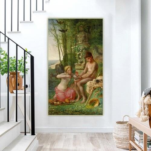 Citon Jean Francois Millet《Spring, Daphnis and Chloe》Canvas Art Oil Painting Artwork Picture Wall Decor Backdrop Home Decoration
