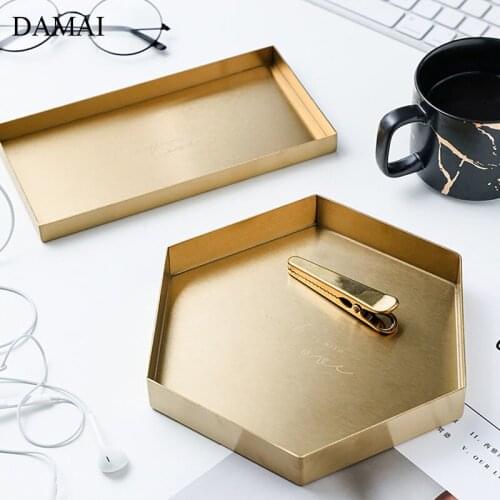 Golden Metal Trays Decorative Gilded Stainless Steel Large Jewelry Cosmetic Storage Display Tray Square Serving Tray Home Decor