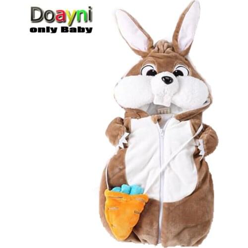 Doayni Baby 2018 Winter Velour Vest For Baby Novelty Rabbit Hooded Thick Warm Plus Cotton Clothing Infant Unisex Carrots bags
