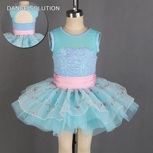 Girls sky blue ballet tutus leotard dress ballerina dance costume 20113