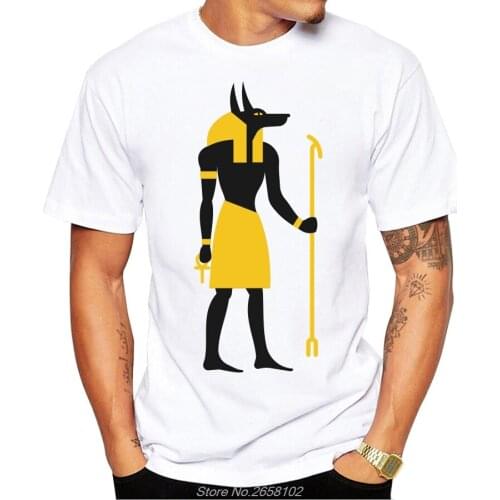 Egypt God Anubis Print T-Shirt Mens Summer Retro Style Tshirt Casual T Shirt Male Boy Short Sleeve Tees Harajuku Streetwear