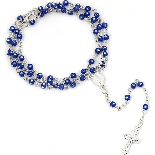 Jesus Cross Rosary Necklace Vintage Cross Pendant Catholic Necklace Gifts Wholesale Zinc Alloy Accessories Jewelry 2021 Trend