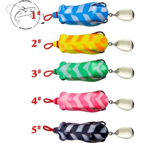 Frog Skin Double Hook 5Colors 6.5cm/12g Modified Soft Sequined Frog Soft Bait Wobblers Topwater Anti-corrosion Swimbait Fishing