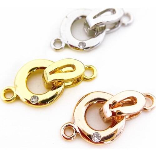 Copper Clasps 18K Gold plated DIY Pearls Jewelry Fittings Fastener Connector Clasps For DIY Gems Pearls Necklace Bracelet Clasp